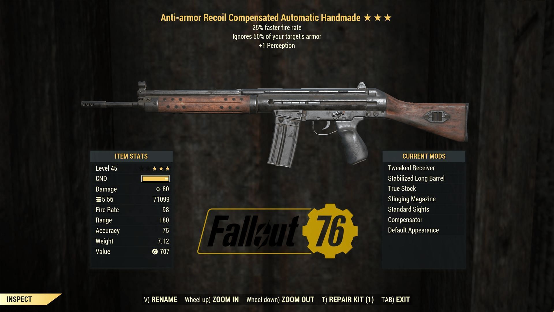 Players can modify the parts of a weapon to make it more lethal (Image via Bethesda Game Studios)